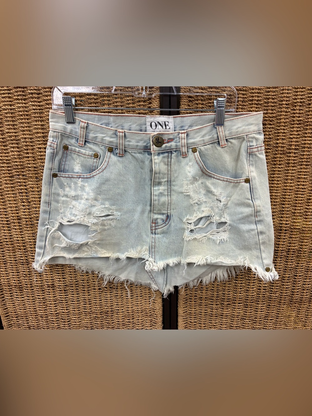 OneTeaspoon Junk Yard Distressed Denim Shorts Size 28 Festival Y2K